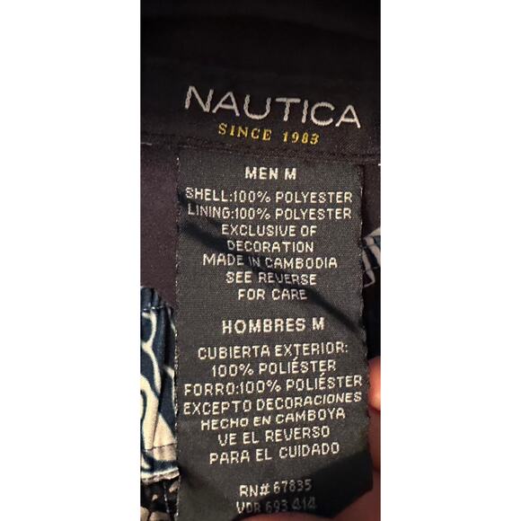 Nautica Mens Floral Blue Swim Trunks Mesh Brief Lining Medium - Picture 5 of 9